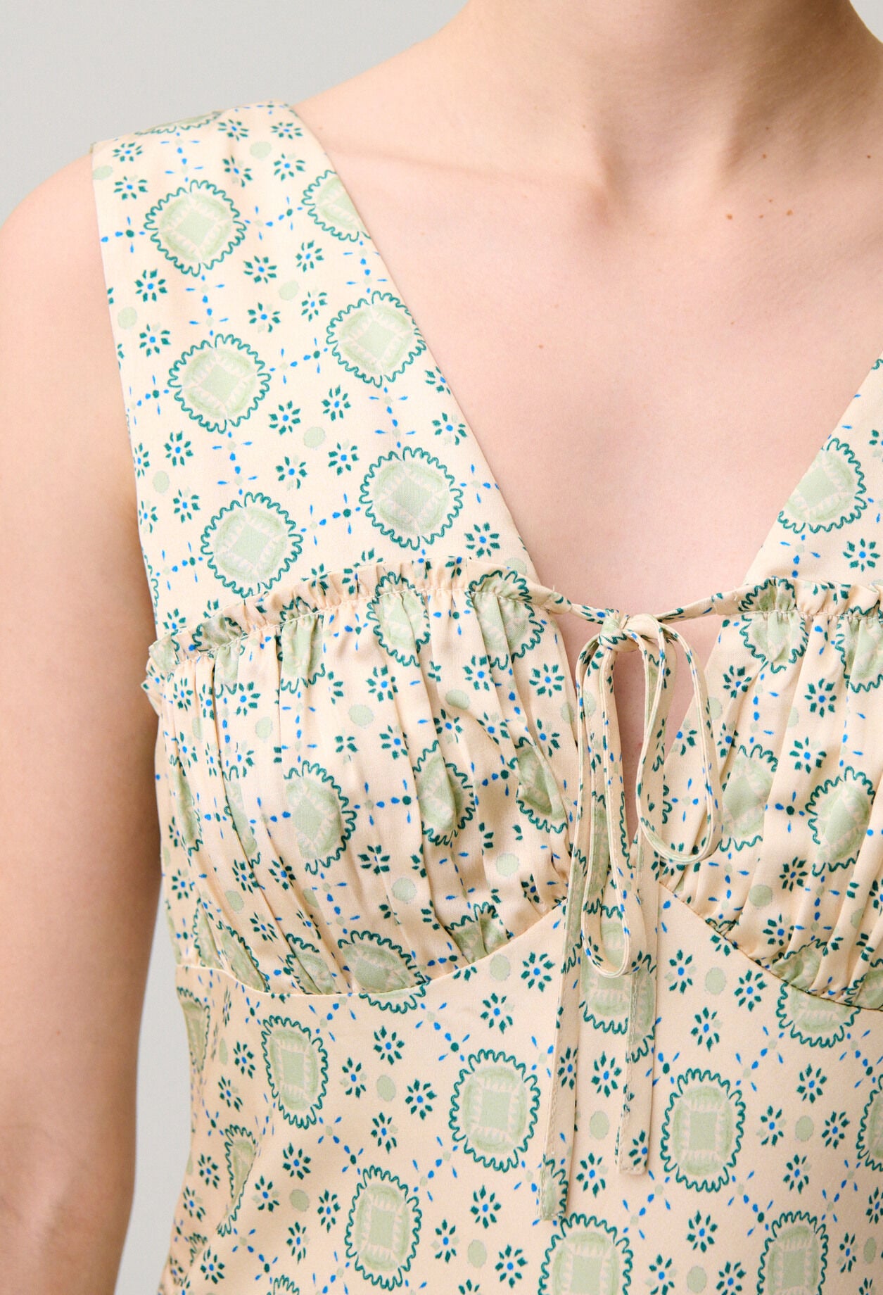 Patterned satin dress