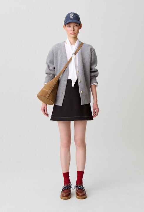 Contrast stitch straight skirt