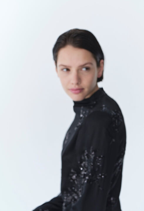 Black dress embroidered sequins