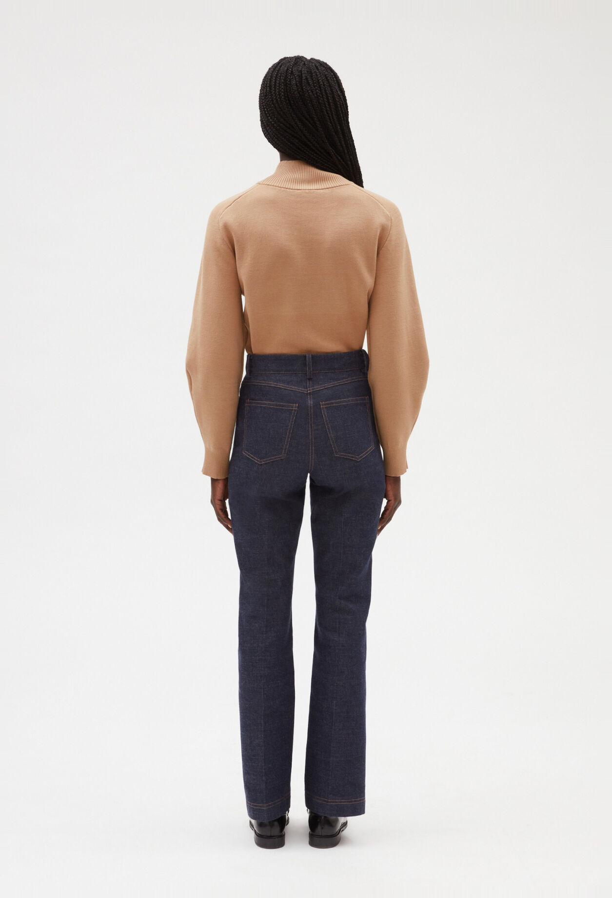 Blue denim long trousers