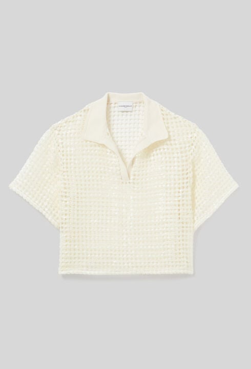 Short-sleeved crochet top