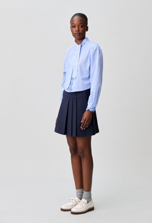 Short wool blend skirt