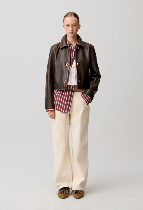 Cropped Vintage Leather Jacket