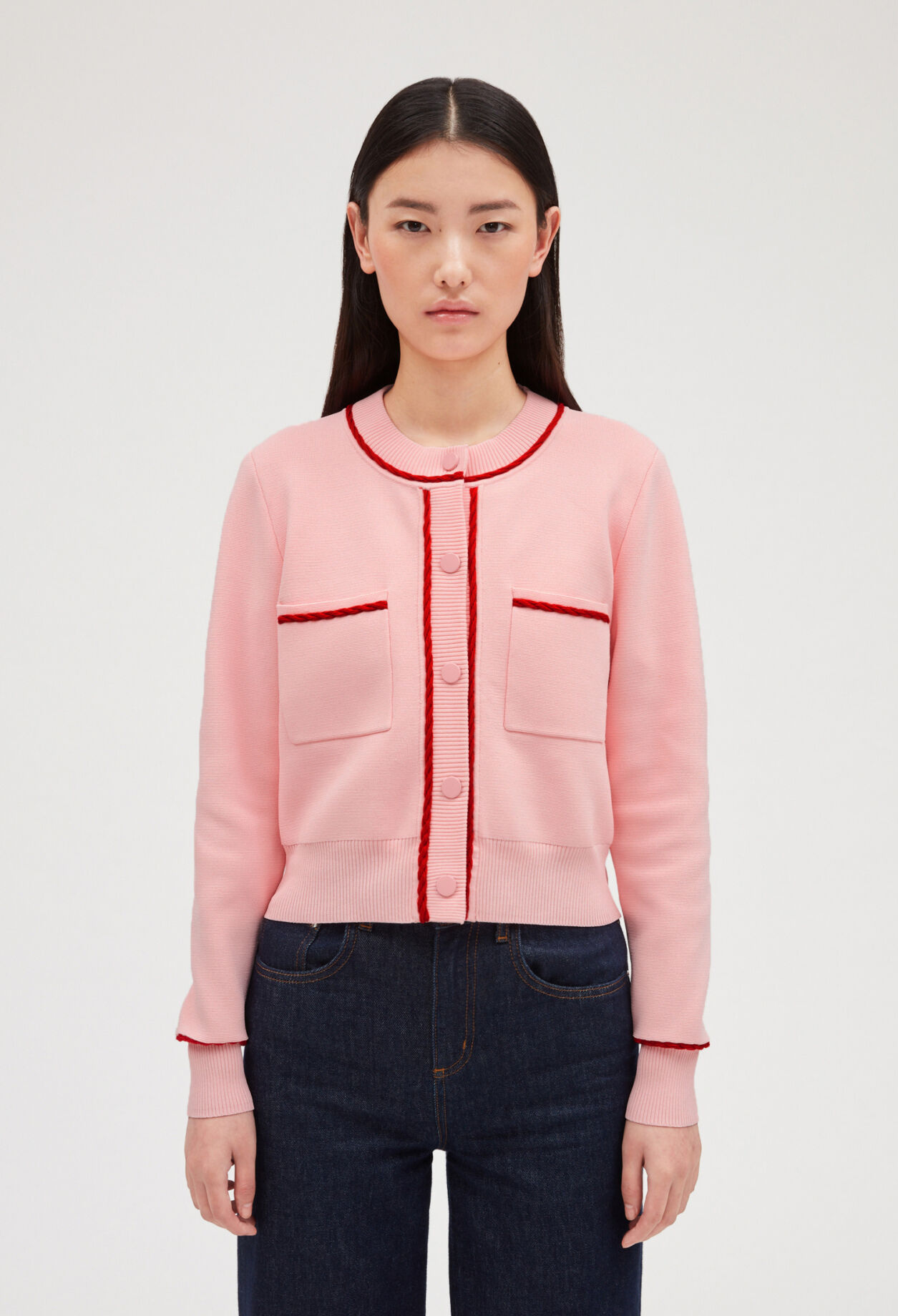 Cardigan with braided trim