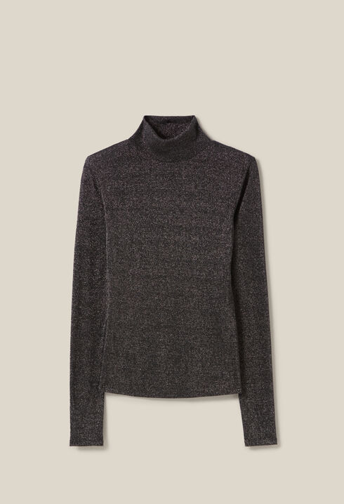 Sparkly turtleneck jersey top