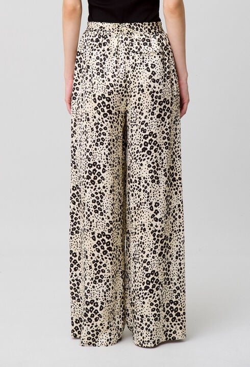 Animal print satin trousers