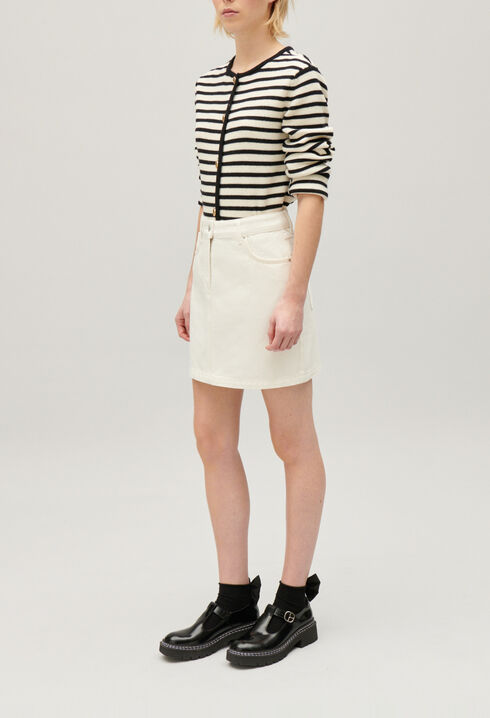 Cream denim short skirt