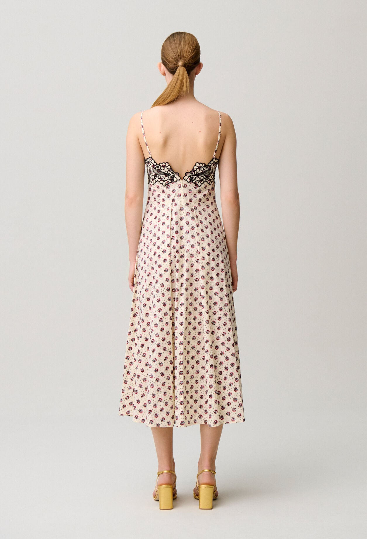 Embroidered printed cotton dress