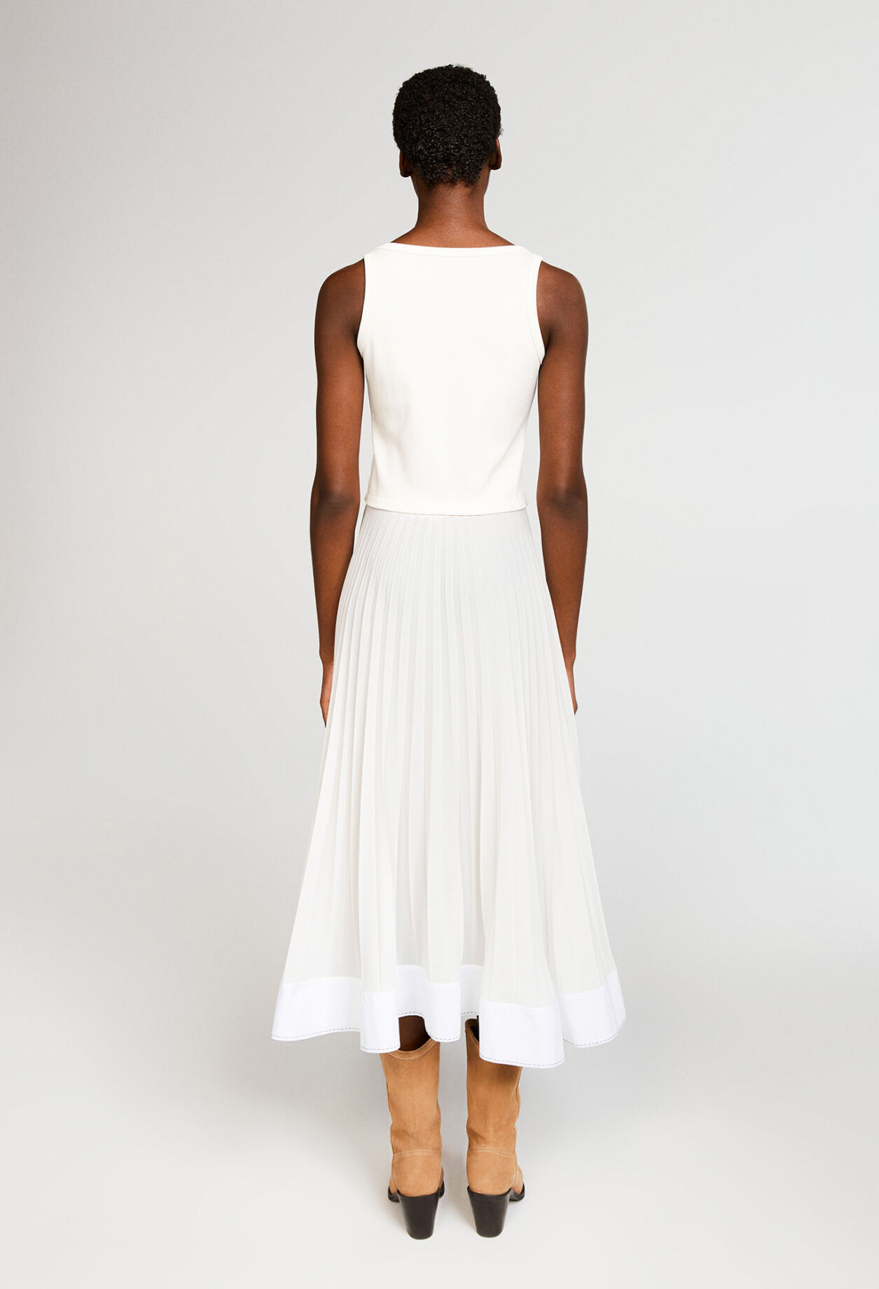 Long bi-material dress