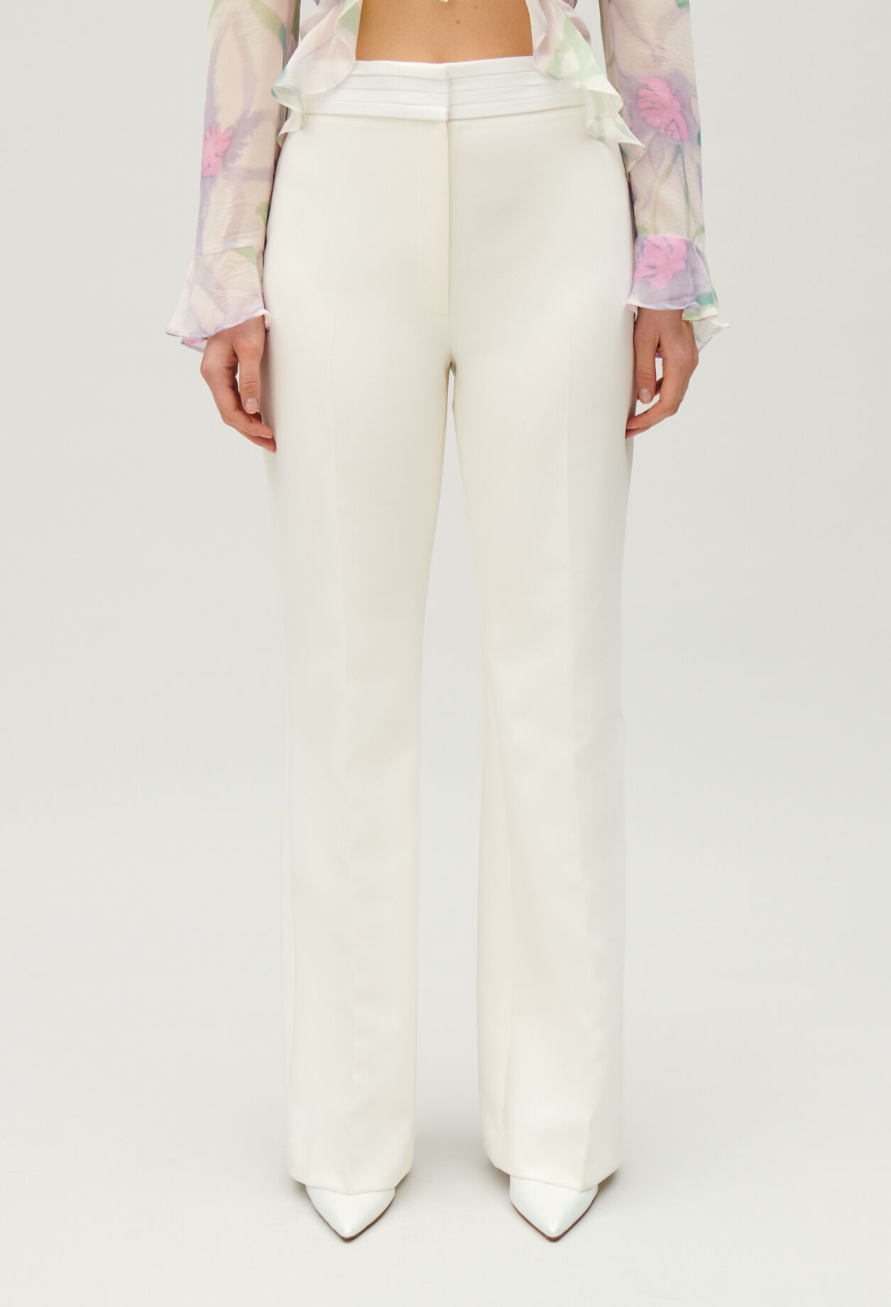 White straight tailored trousers