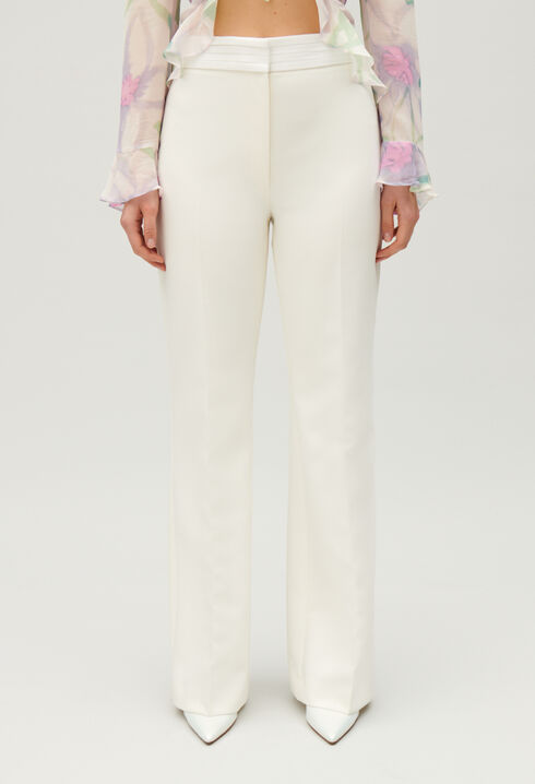 White straight tailored trousers