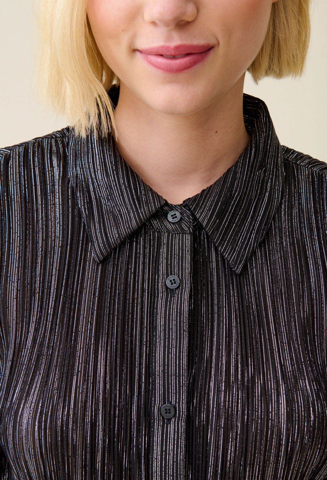 Silver pleated fluid blouse