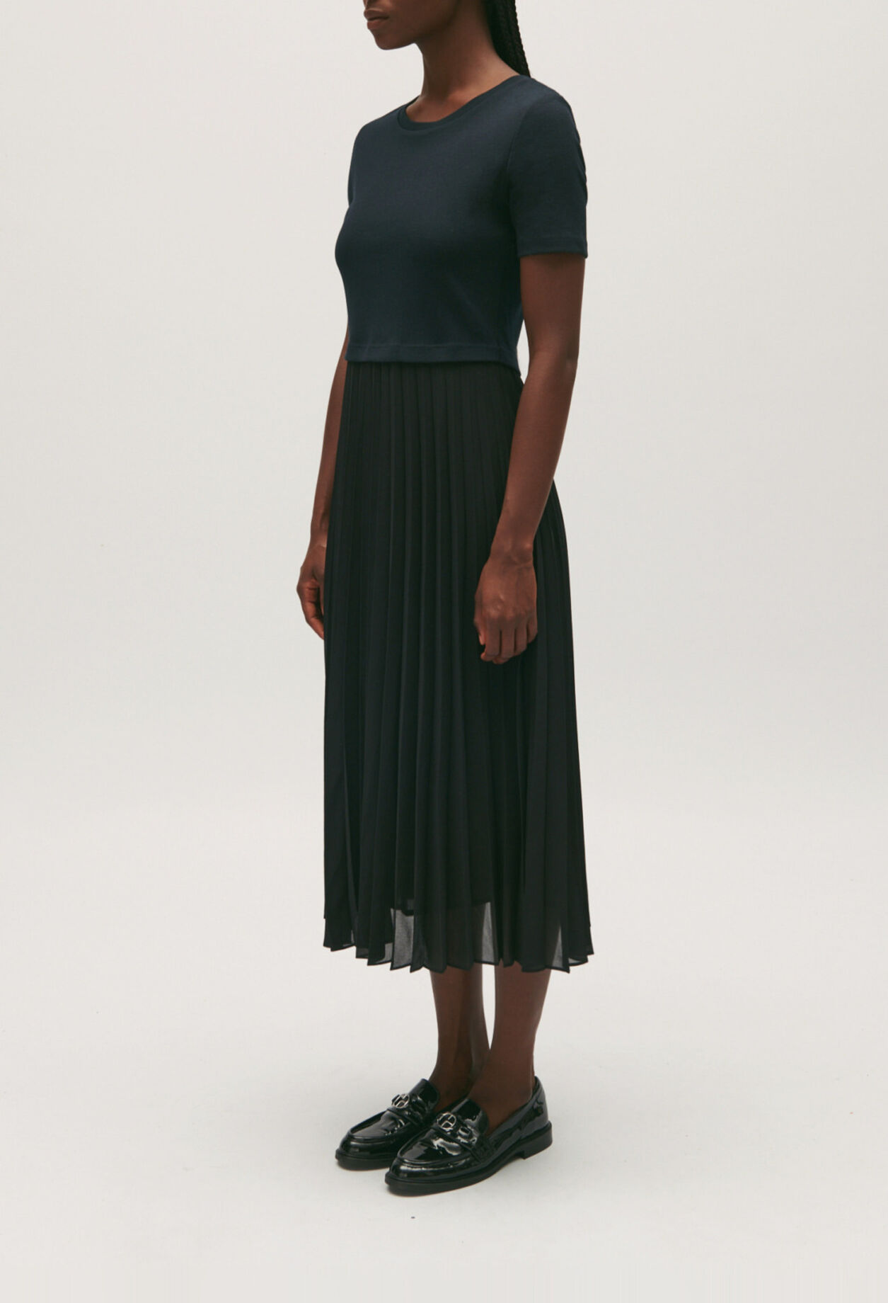 Long dual-fabric Teli dress