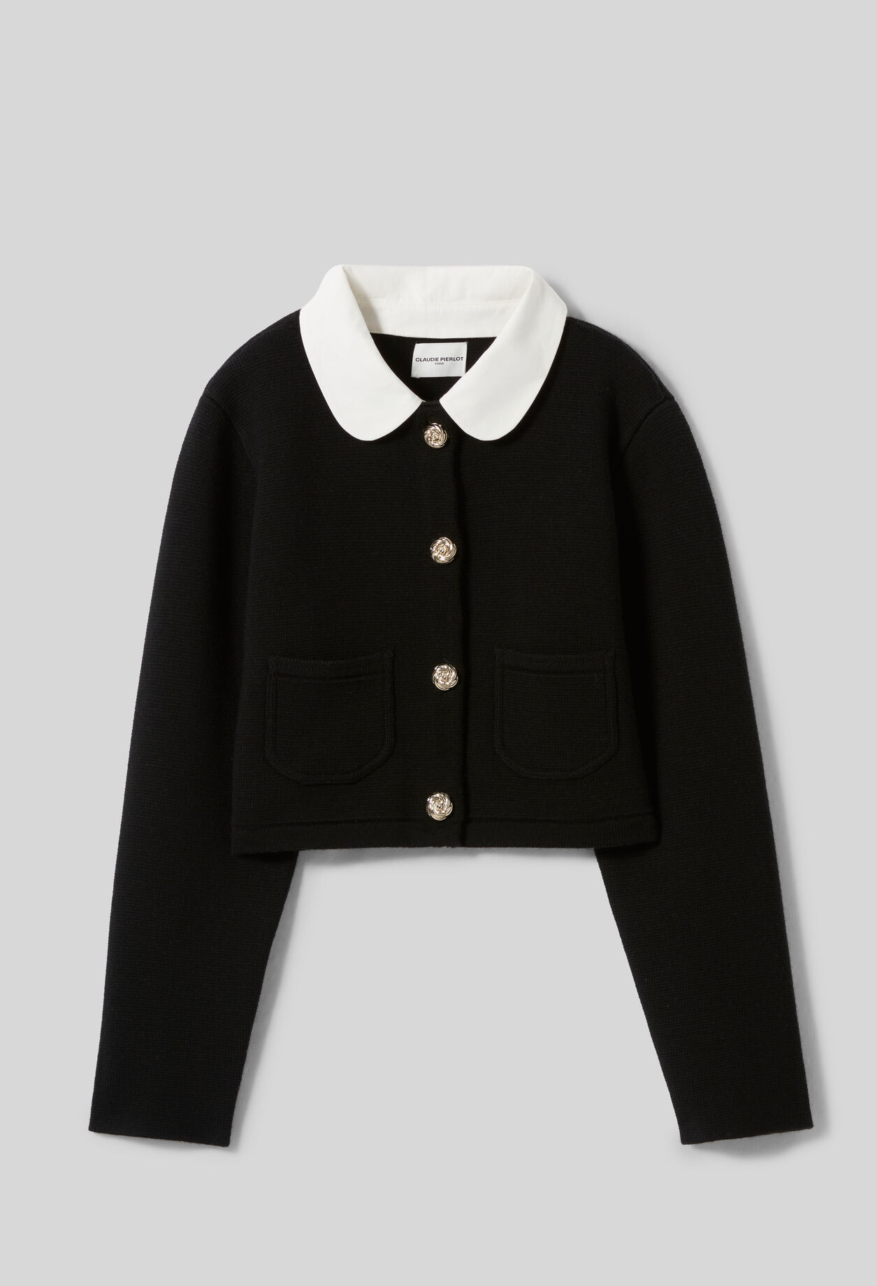 Short cardigan removable collar