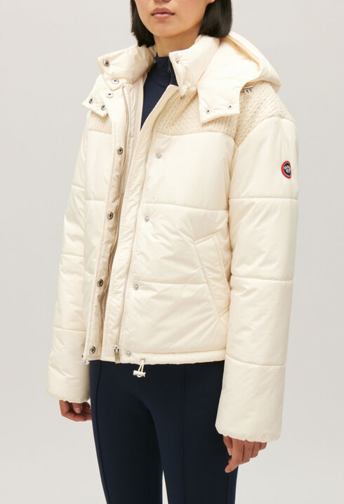 Ecru two-tone puffer jacket
