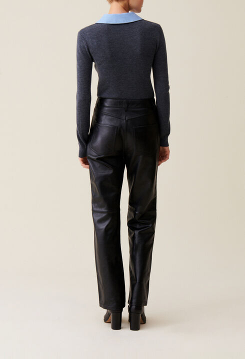 Straight leather trousers