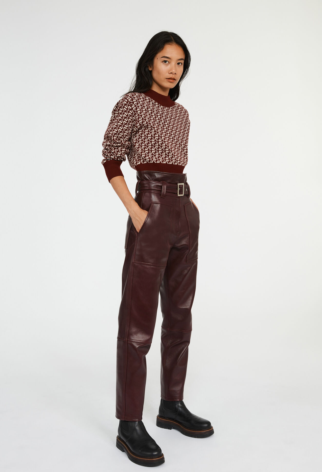 Pull bicolore maille imprimé coeur Pull bicolore maille imprimé coeur