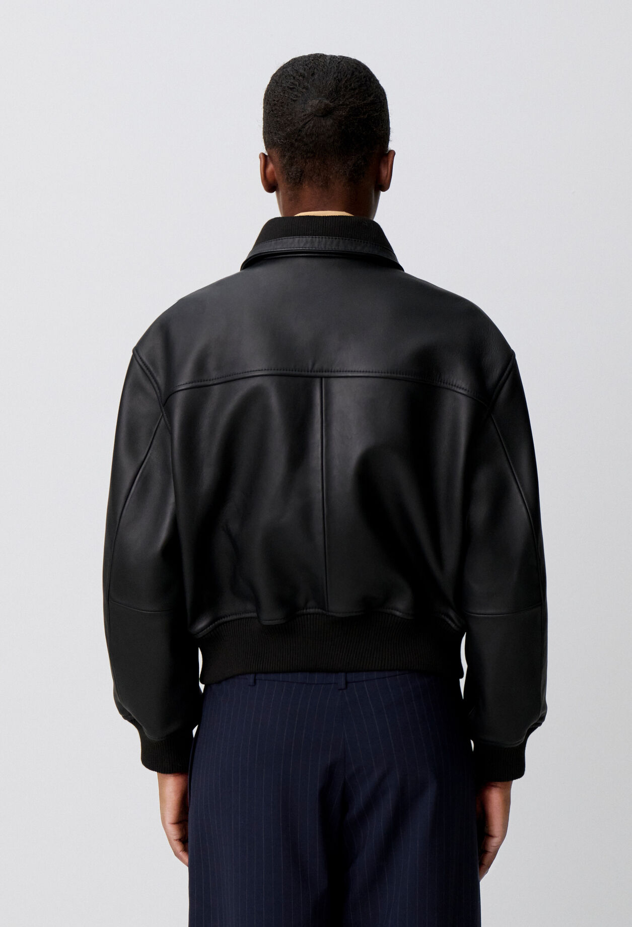 Leather bomber jacket