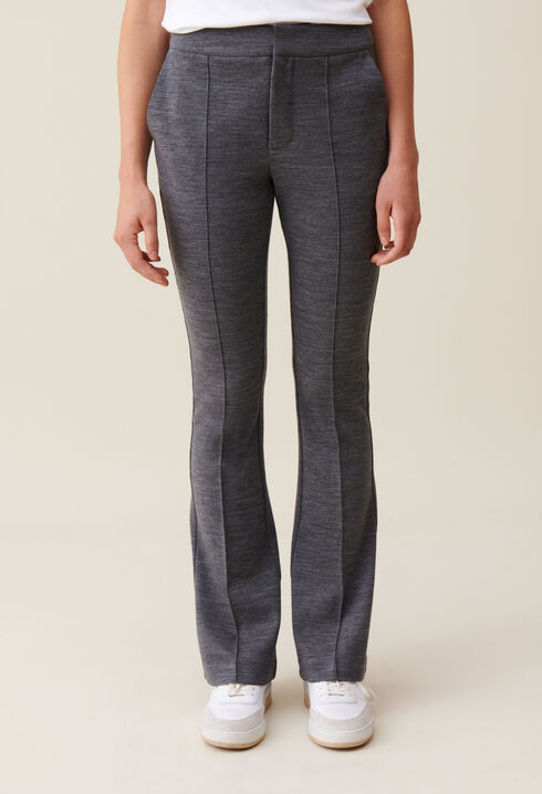 Grey fitted flare trousers