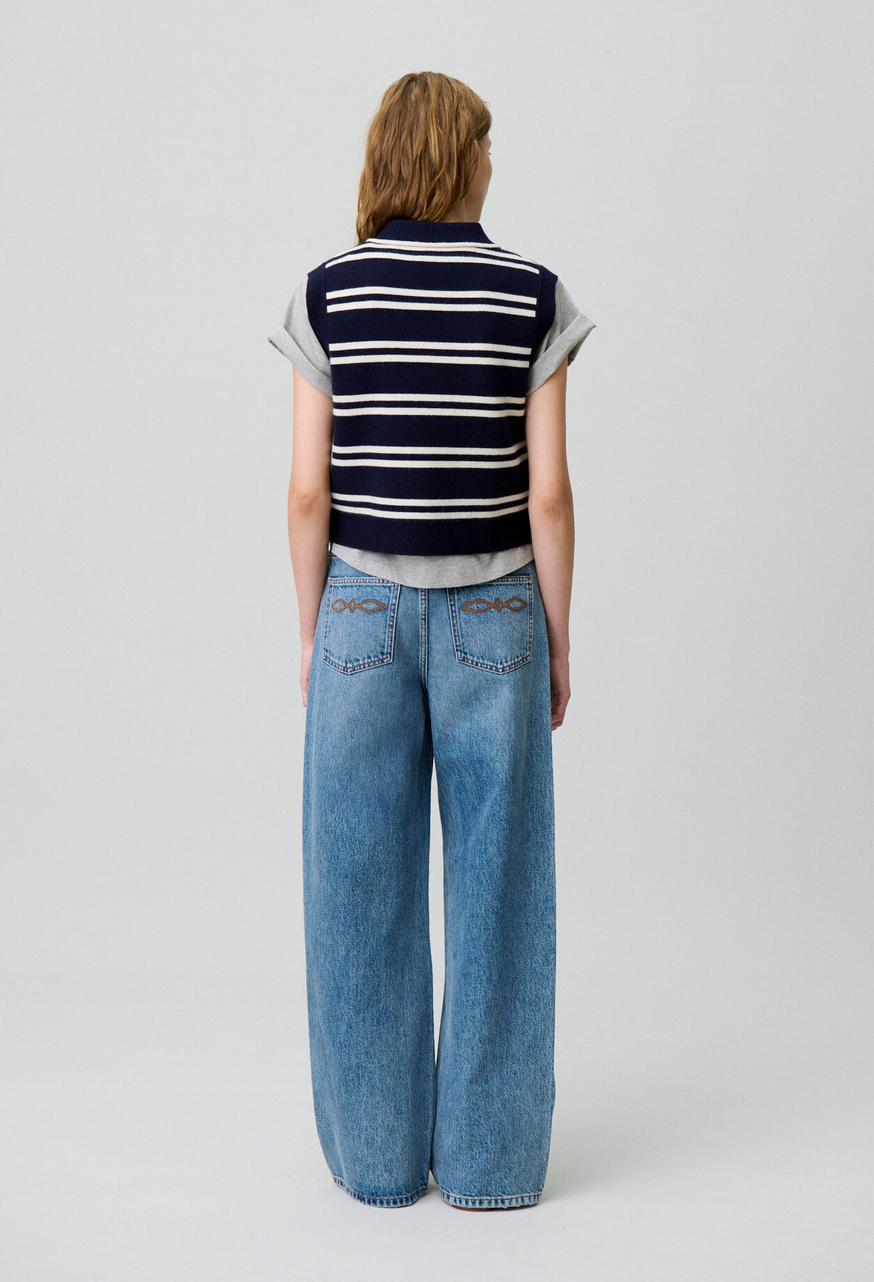 Sleeveless Striped Cardigan