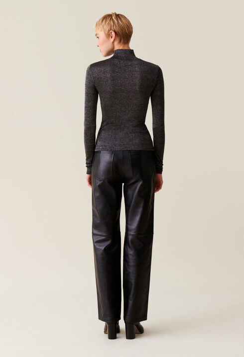 Sparkly turtleneck jersey top