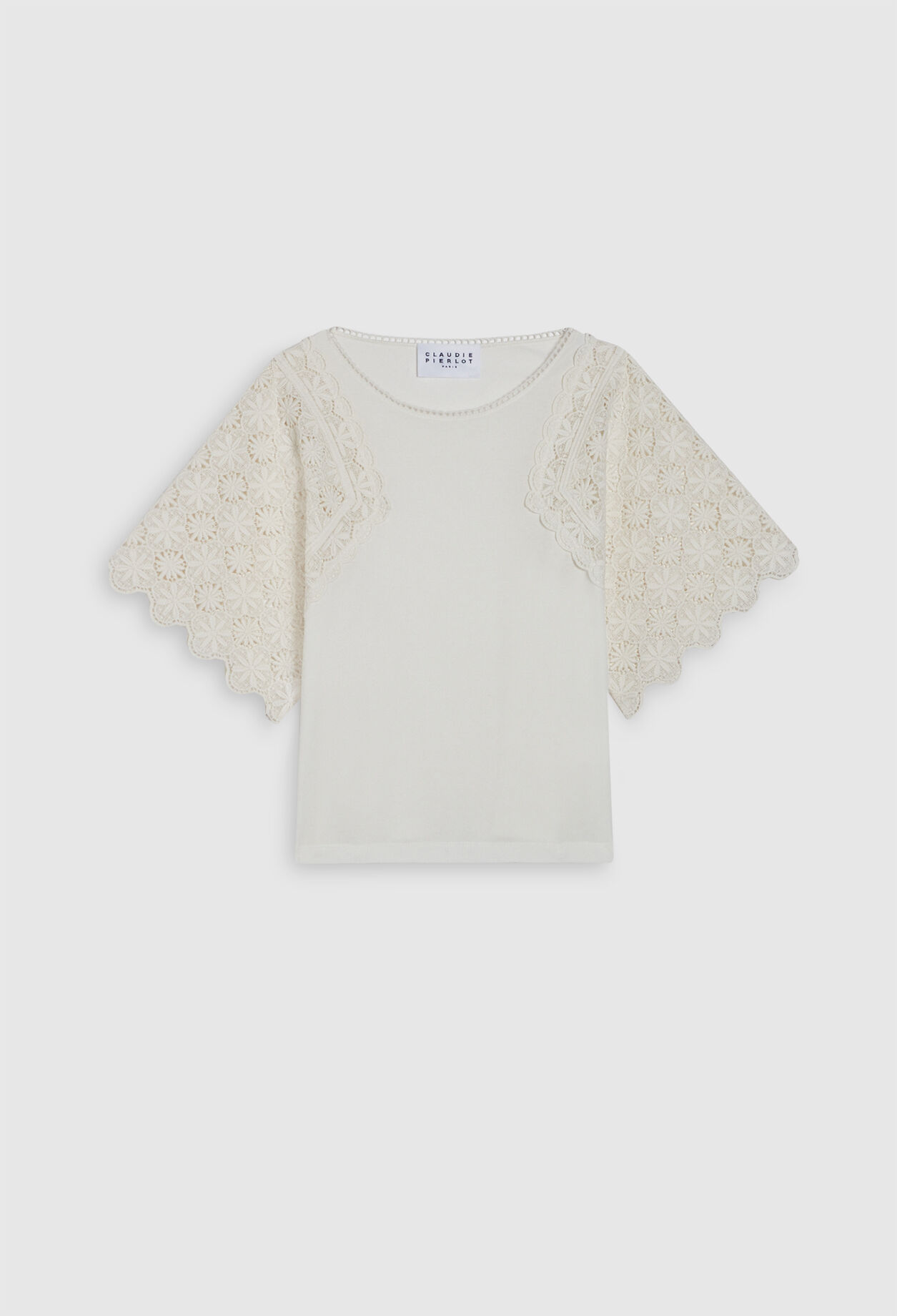 Guipure sleeve T-shirt