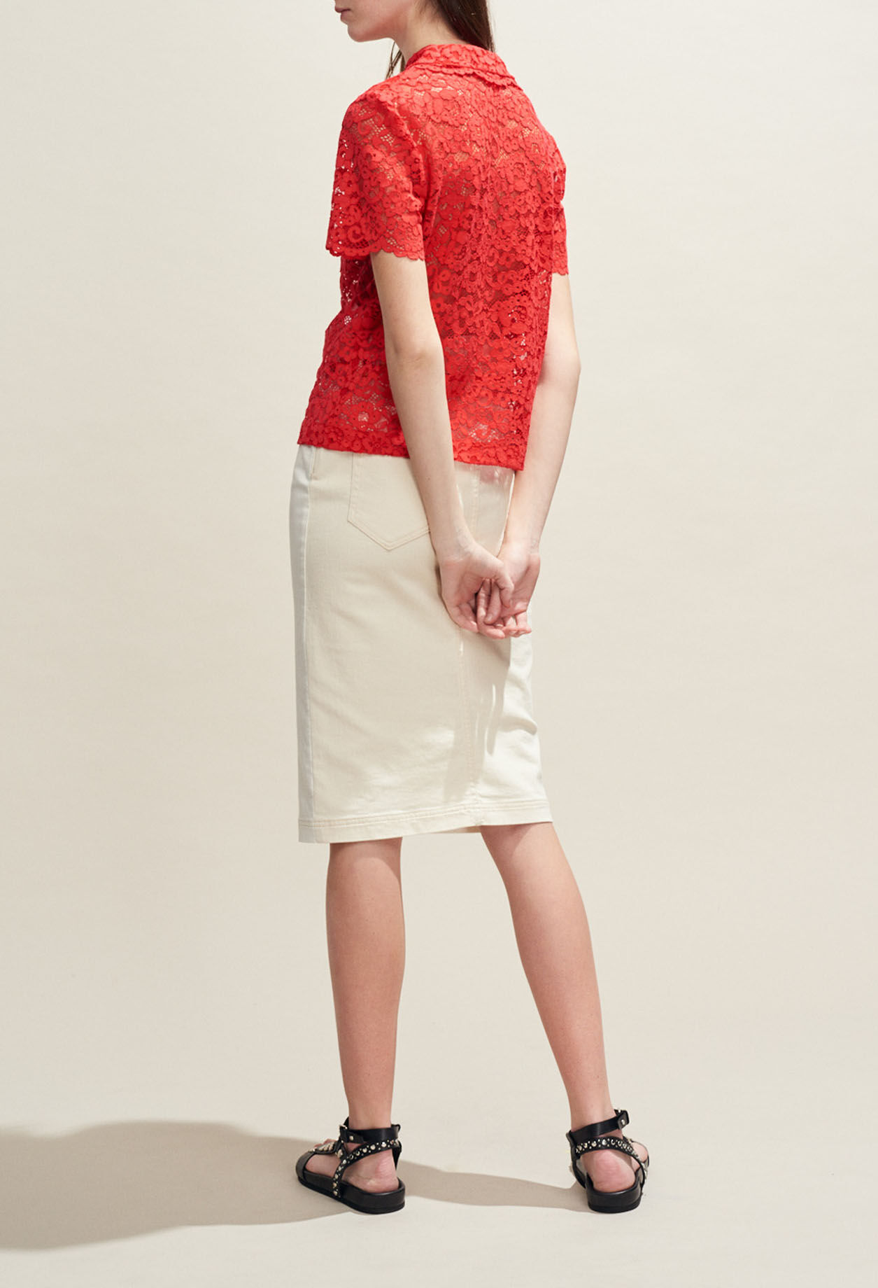 Lace top with Peter Pan collar