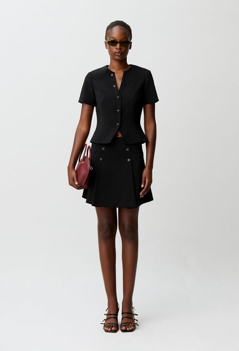 Fitted button-up V-neck top