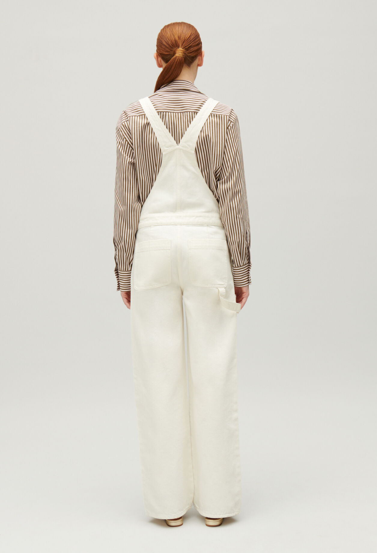 Cream denim dungarees