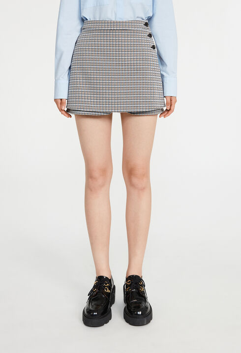 Jupe short portefeuille à motifs