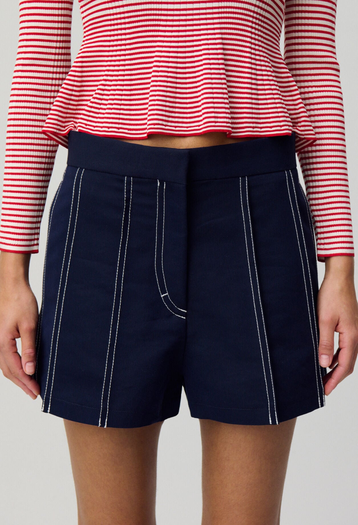 Pleated Contrast Shorts