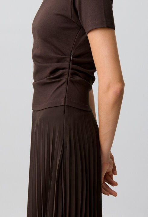 Pleated bi-material dress
