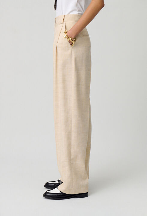 High-waisted wide-leg trousers
