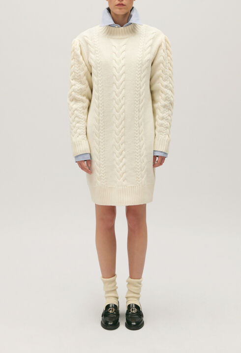 Ecru knitted jumper dress