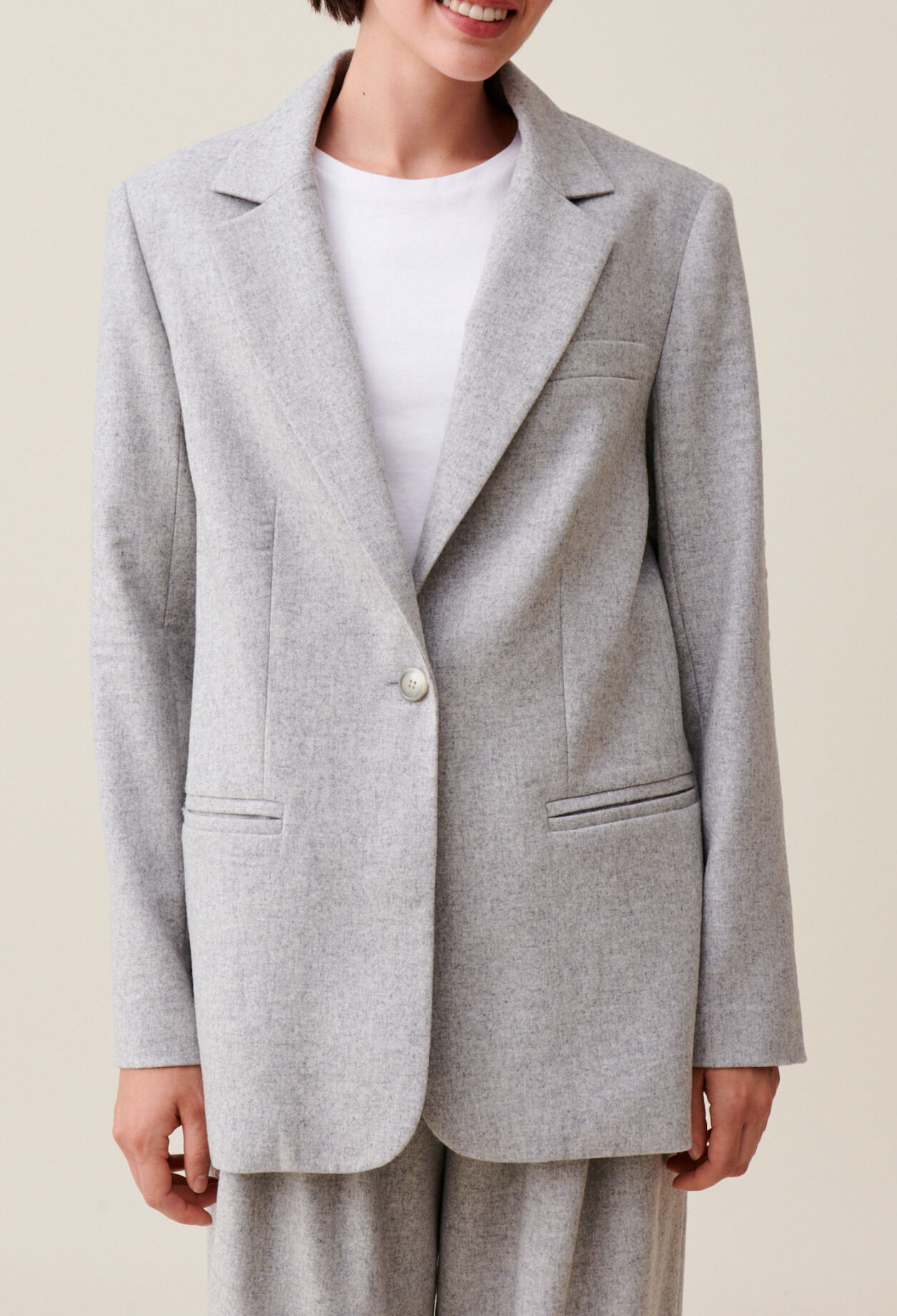 Grey wool-blend tailored jacket