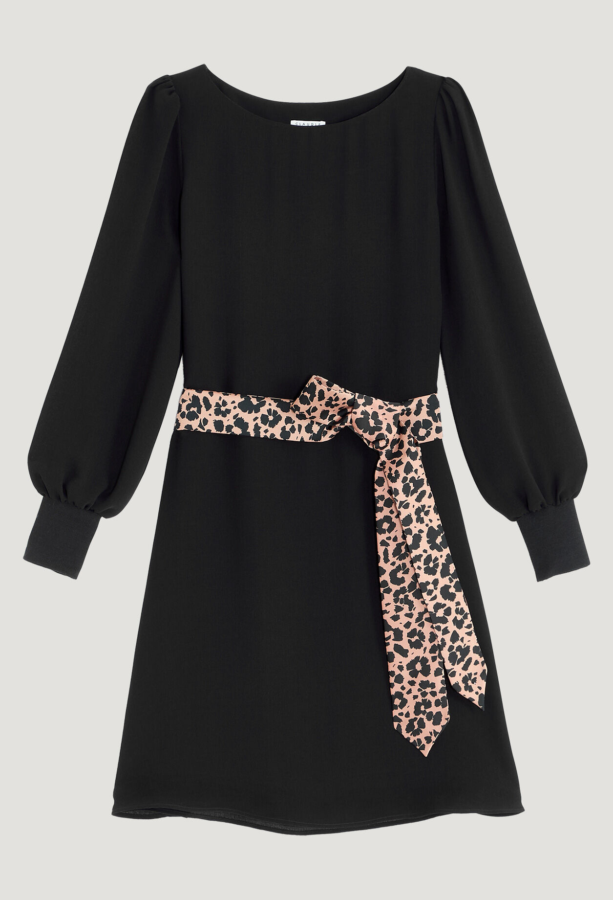 Belted leopard print dress