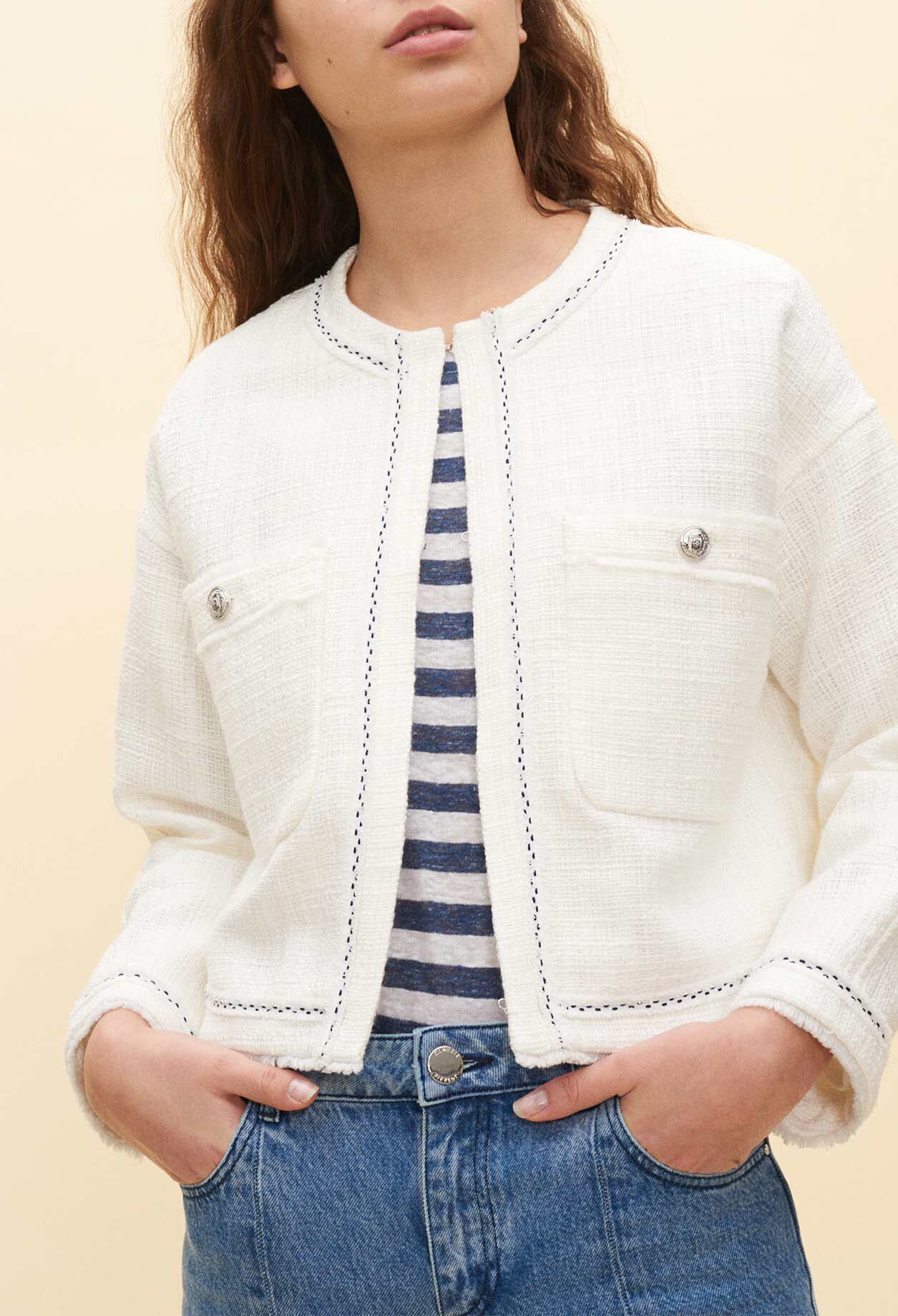 Tweed-style short white jacket Tweed-style short white jacket