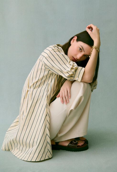 Fitted cotton shirt dress