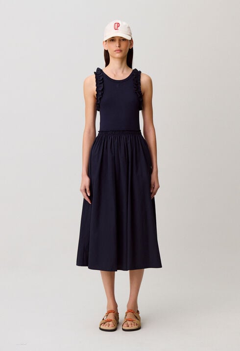 Bi-material cotton dress