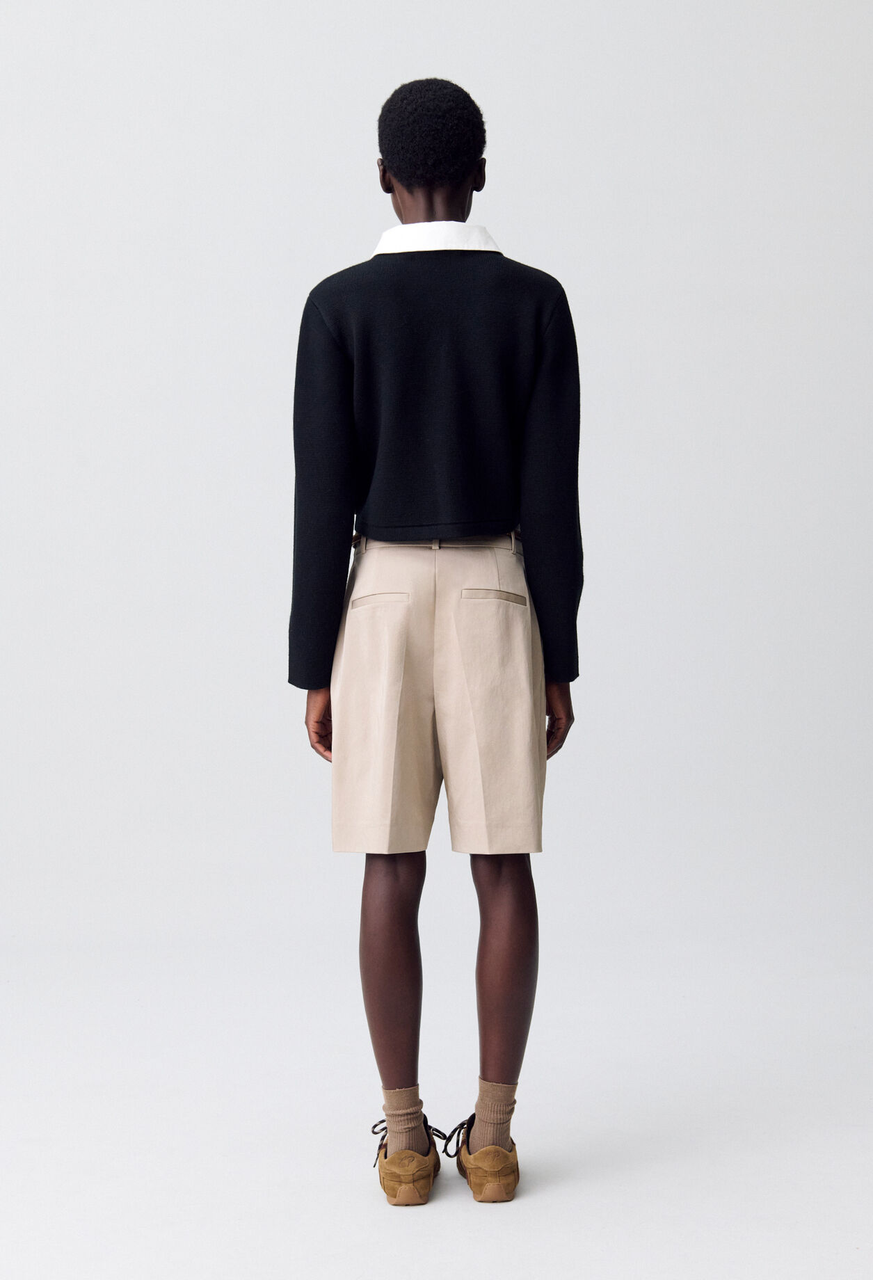 Short cardigan removable collar