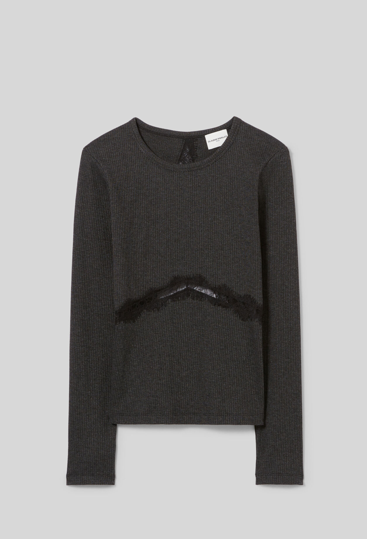 Long-sleeved lace T-shirt