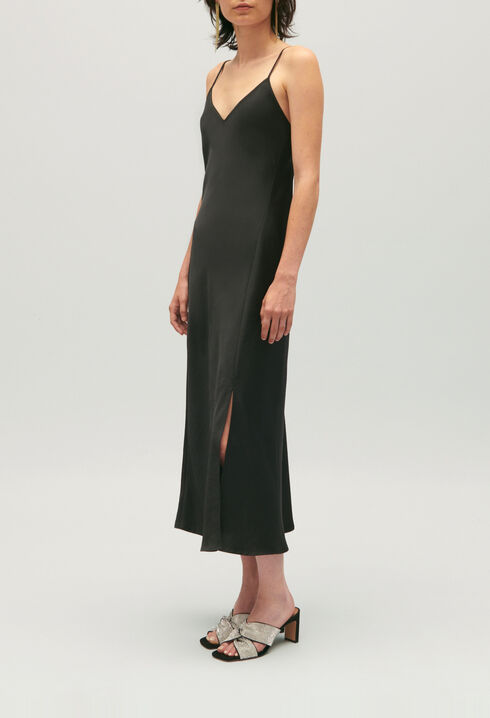 Black midi babydoll dress 