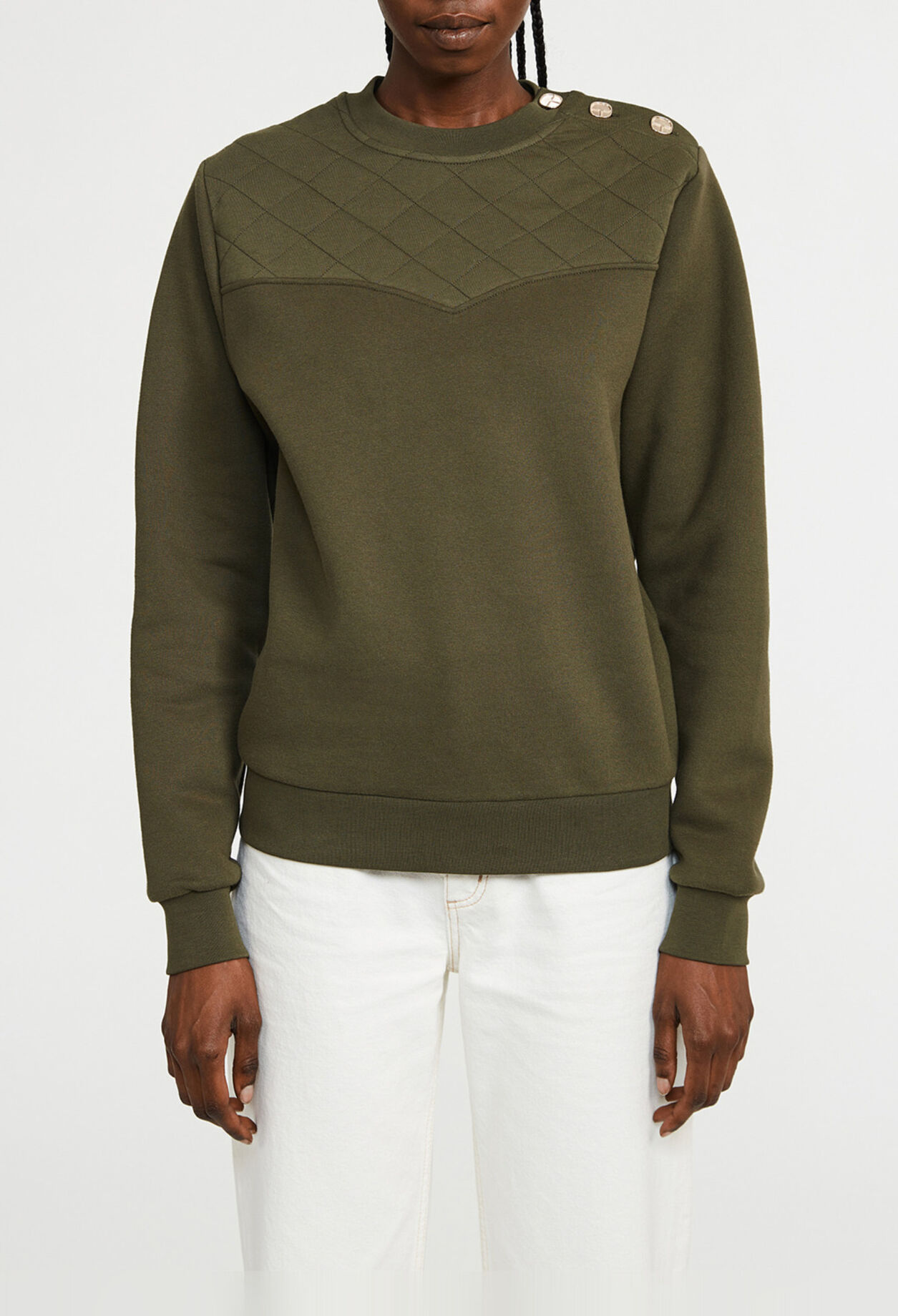 Sweatshirt kaki à manches longues Sweatshirt kaki à manches longues