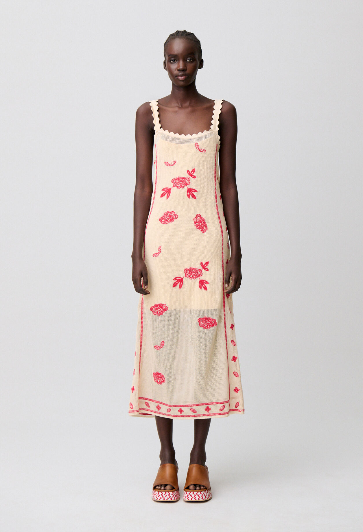 Floral embroidered midi dress