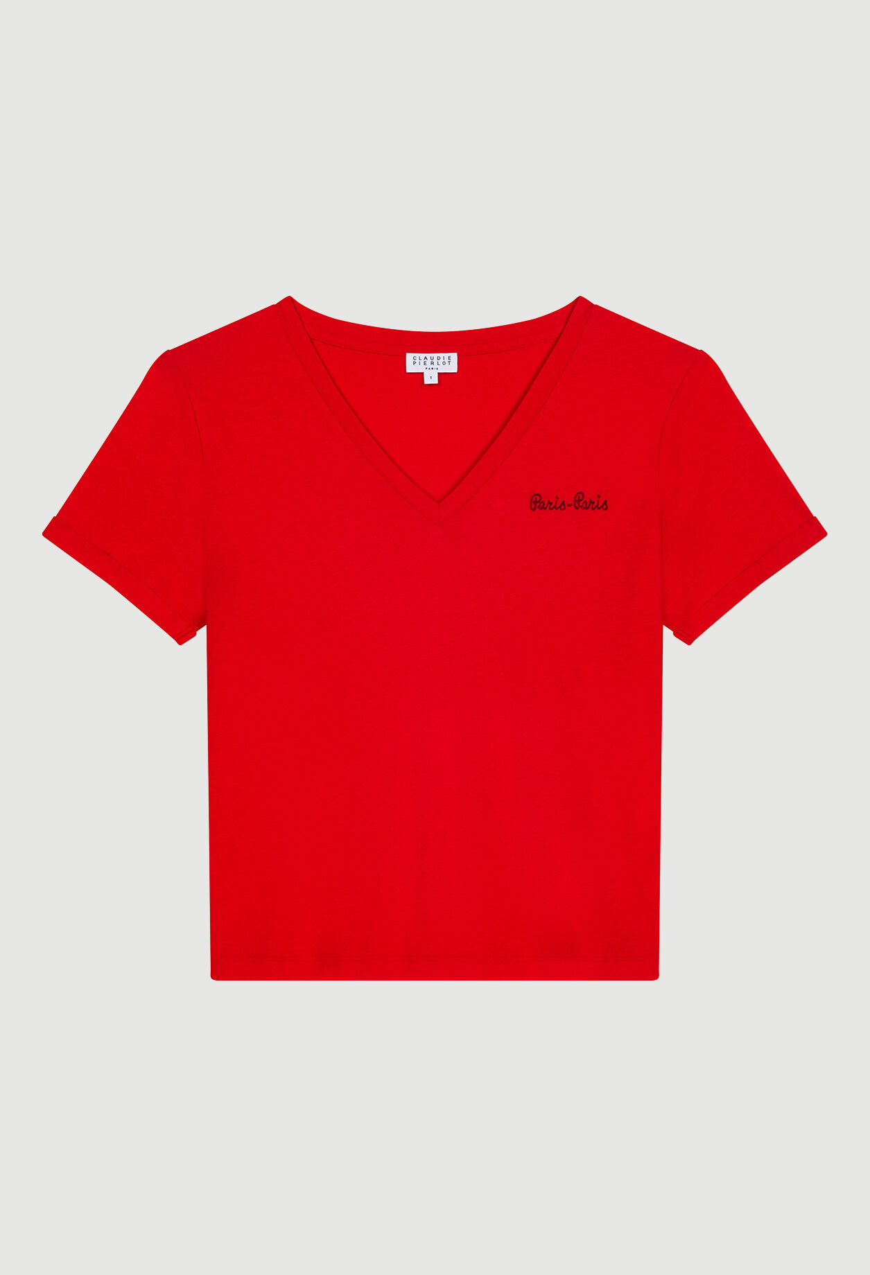 Red V-neck t-shirt
