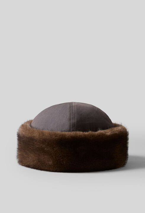 Reversible nylon faux fur hat