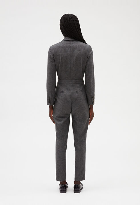Heather grey long-sleeved jumpsuit