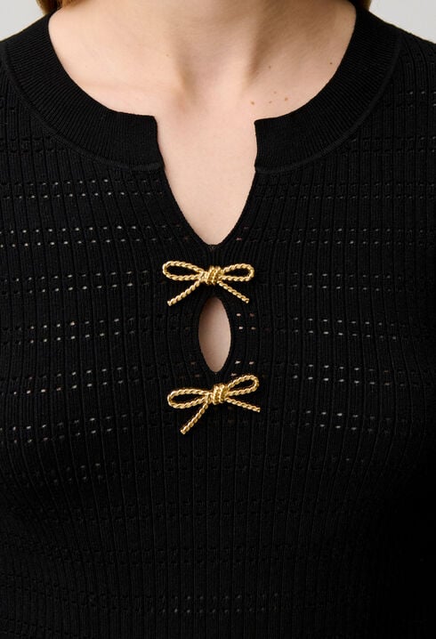 Fine knit bow jumper