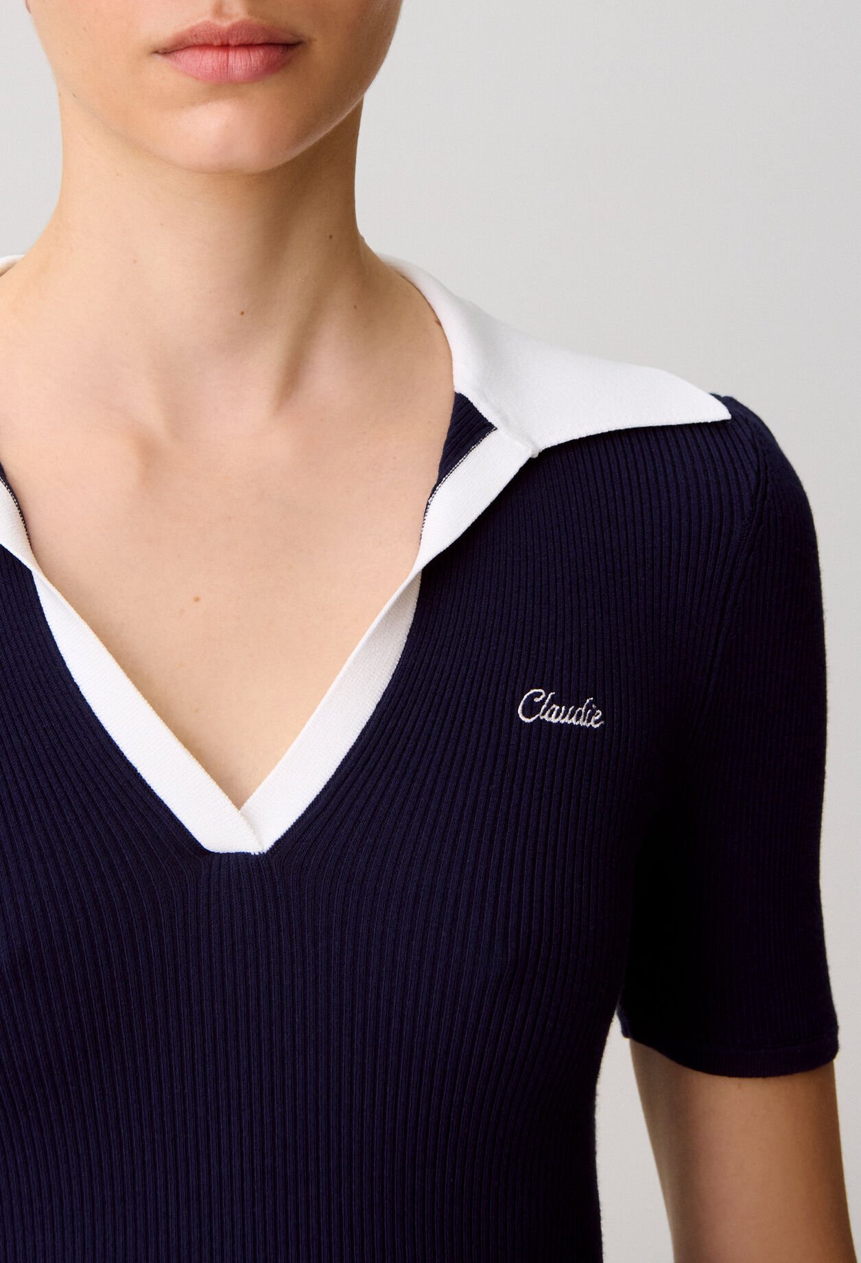 Bi-material knit dress