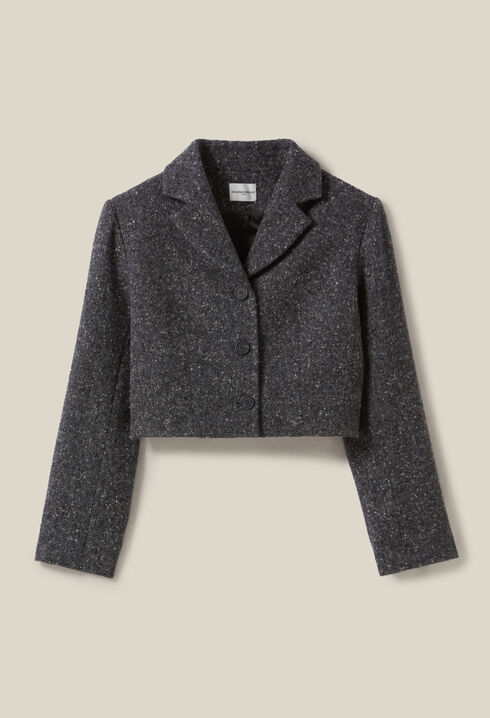 Grey tweed mixed wool blazer